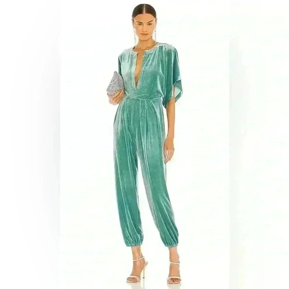 Norma Kamali Pants - NORMA KAMALI Rectangle Jog Velvet Jumpsuit In purple.